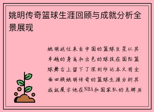 姚明传奇篮球生涯回顾与成就分析全景展现